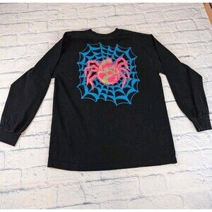 Lurking Class Spider Skull Graphic Long Sleeve T-Shirt Black Cotton M Skateboard